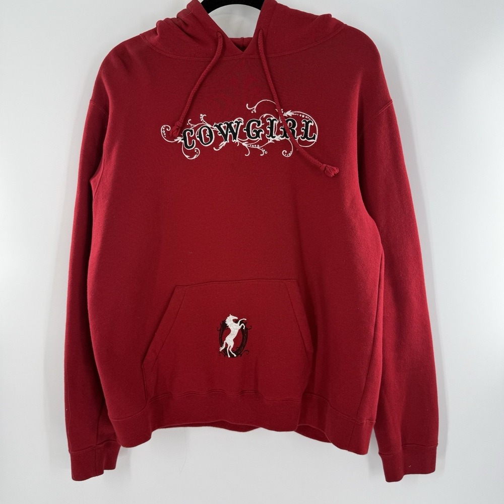 Ransom Ranch Cowgirl Sweatshirt Women's XL Red Y2K Graphic